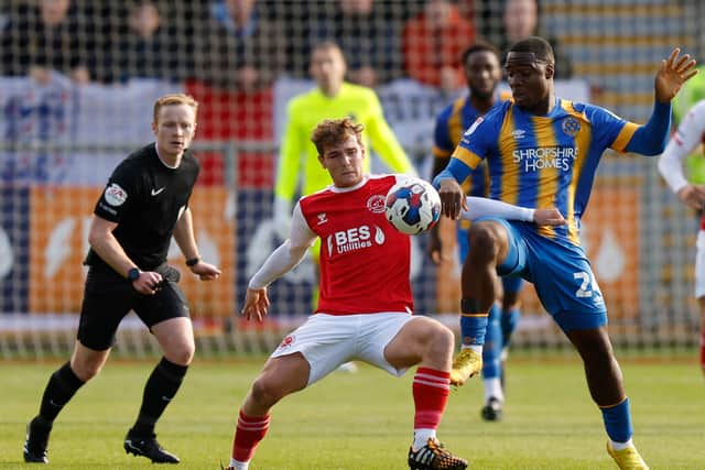Walsall midfielder Lewis Warrington during his loan spell at Fleetwood in 2022.