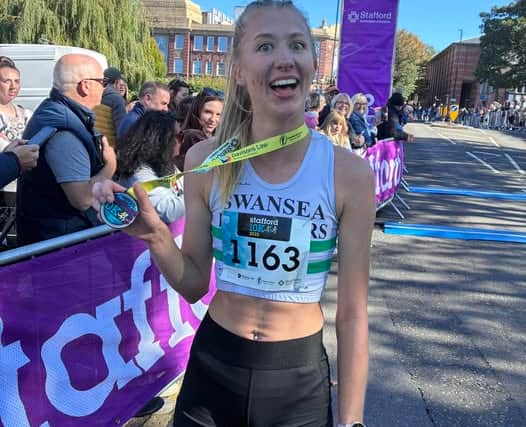 Sophie Harrison from the Swansea Harriers was the first woman across the line. Credit: Freedom Leisure, organisers of Stafford 10k