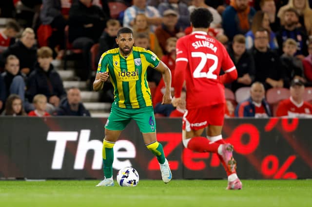 George Campbell on the ball for Albion at Boro (Photo by Adam Fradgley/West Bromwich Albion FC via Getty Images)