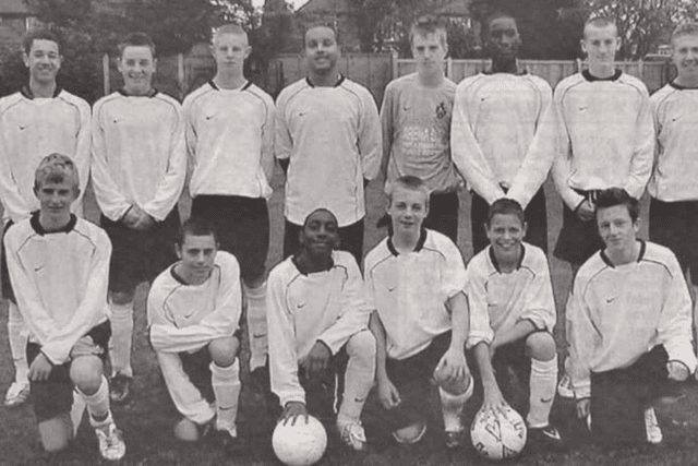 Fourth from the right on the back row, Dunkley lines up with Wolverhampton Schools Under-15s.