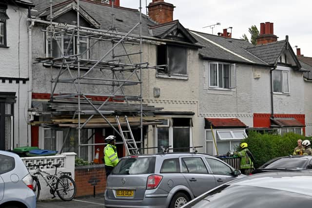 Two people, a man and a child, were injured in the blaze