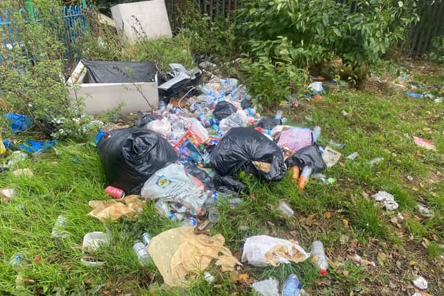 Rubbish in Henry Barber Park, Birmingham on Thursday, September 11