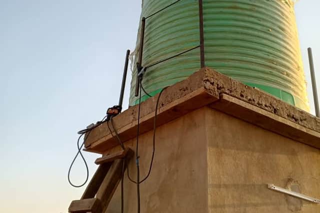 The new water tower provides fresh water for the 400 pupils.