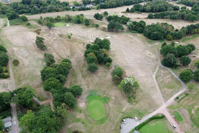 The hot weather has had a major effect on Penn Golf Club, with large areas of the course looking dry and bare