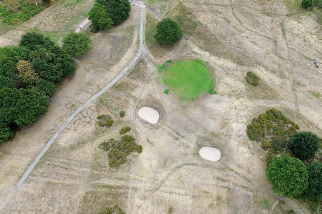 The course is a real mixture of dried out grass and lusher grass on the greens