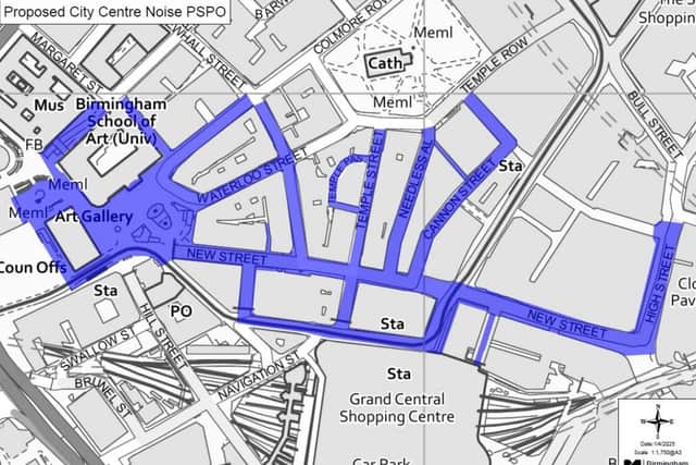 The Birmingham city centre areas covered by the proposed PSPO designed to tackle activities such as busking and street preaching