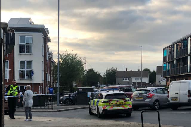 Police at the Bentley shopping precinct in Walsall