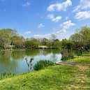 One of the fishing lakes at Halfpenny Green Wine Estate at Bobbington