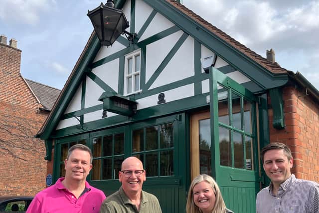 From left, Councillors Jan Coulson and Paul Williamson with Becky Hawthorne, who will be on hand in Shifnal every Monday, and Simon Dodd of Dudley Building Society. Photo Love Shifnal
