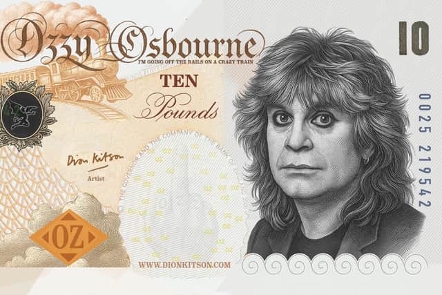 Ozzy Osbourne on Dion Kitson's £10 note design