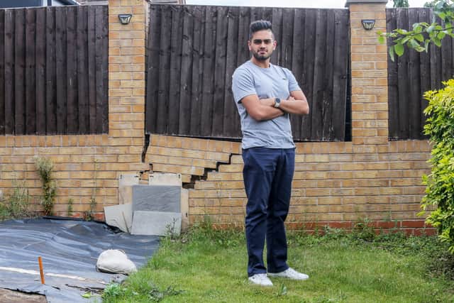 Ryan Kumar, who lives with his parents Gurpreet and Ash, blame the developers for the garden collapses.