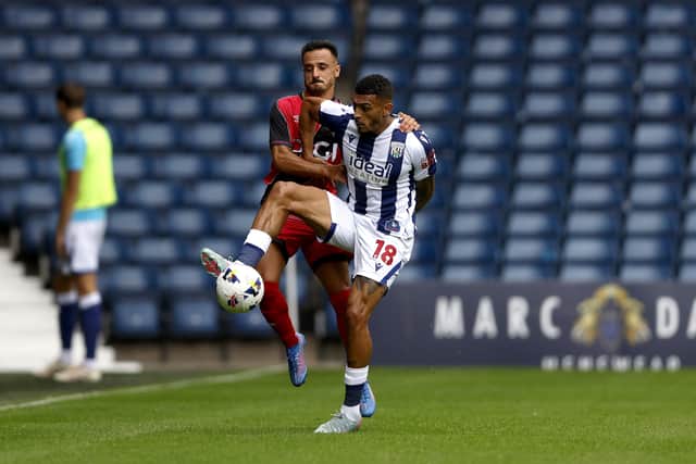 Karlan Grant in action for West Brom against Rayo Vallecano (Photo by Adam Fradgley/West Bromwich Albion FC via Getty Images)