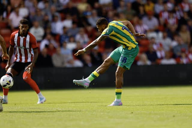 Karlan Grant scores for West Bromwich Albion against Lincoln City. Pic: Malcolm Couzens 