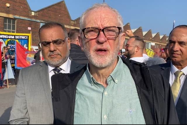 Jeremy Corbyn at the Birmingham bins strike picket line yesterday