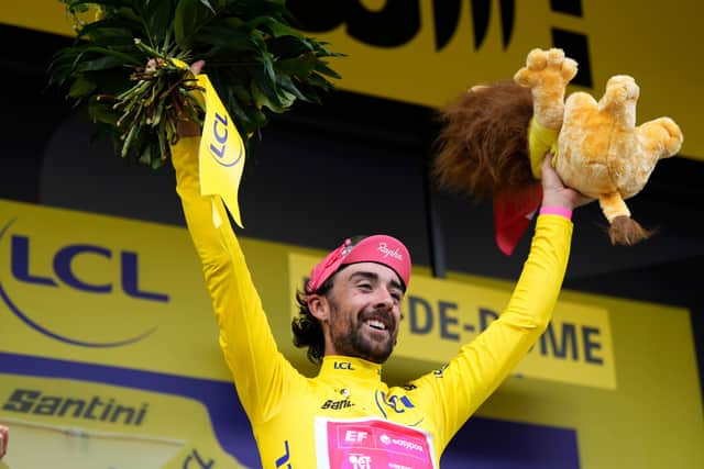 Ben Healy moved into the yellow jersey on stage 10 of the Tour de France (Mosa’ab Elshamy/AP)