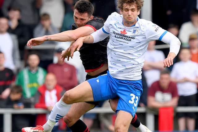Walsall signing Aaron Pressley during his loan spell at Barrow last season.