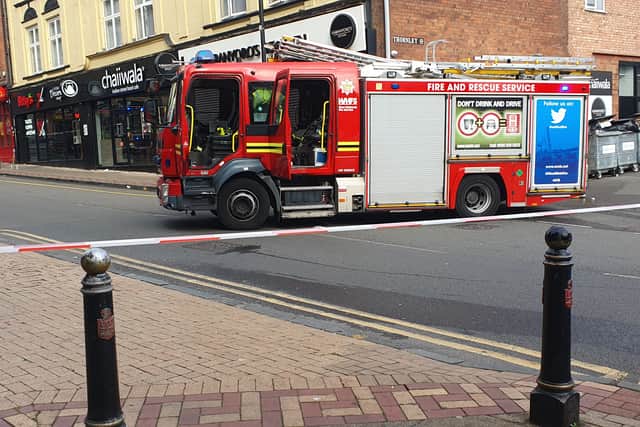 Fire crews could be seen at the site hours after the fire