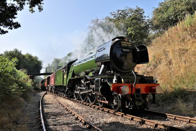 The Flying Scotsman hauling the reopening train, approaching Eardington Halt. Picture: Keith Wilkinson