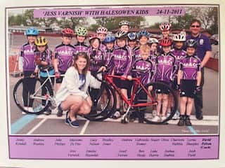 A photograph at Halesowen Athletics and Cycling Club in 2011, with a young Ben Healy standing front and centre