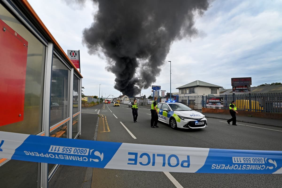 Continued Fire Watch: Dramatic drone footage shows major fire in Great Bridge being ...