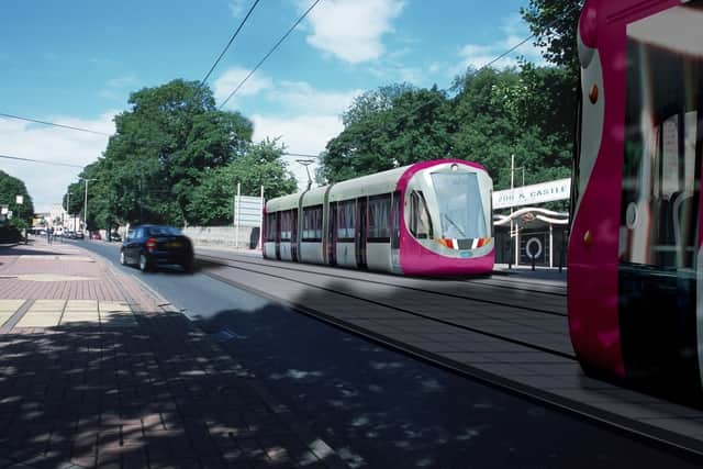 Artist impression of the Midland Metro extension to Brierley Hill via Dudley 