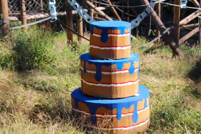 The apes' cardboard birthday cake