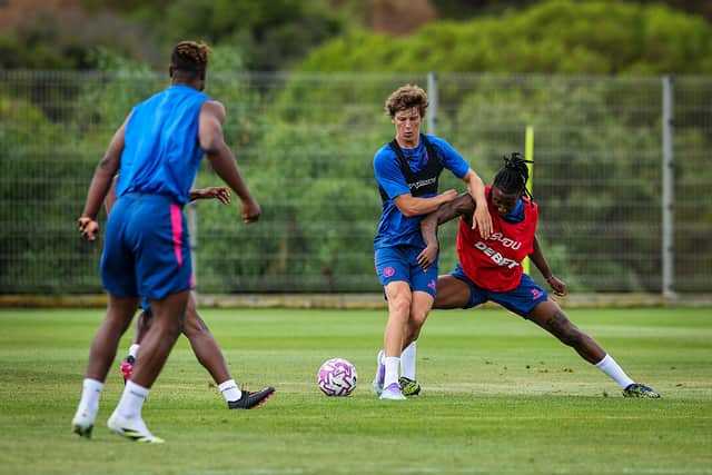 Fer Lopez (L) and Tawanda Chirewa (R) during the Wolverhampton Wanderers Pre-Season Training Session in Portugal. (Photo by Wolverhampton Wanderers FC/Wolves via Getty Images)