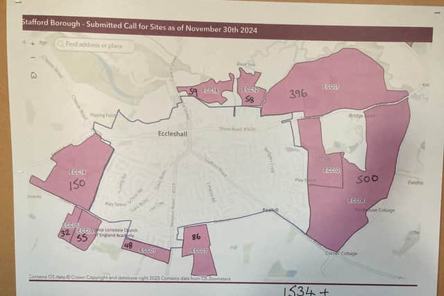 Details Of The Areas Around Eccleshall Earmarked For New Housing Development Presented At The Public Meeting. Photo by Staffordshire LDR Kerry Ashdown. Free for use by all LDRS partners