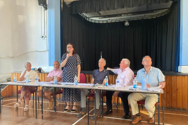 Mp Leigh Ingham Addresses The Meeting At Eccleshall Community Centre. Photo by Staffordshire LDR Kerry Ashdown. Free for use by all LDRS partners