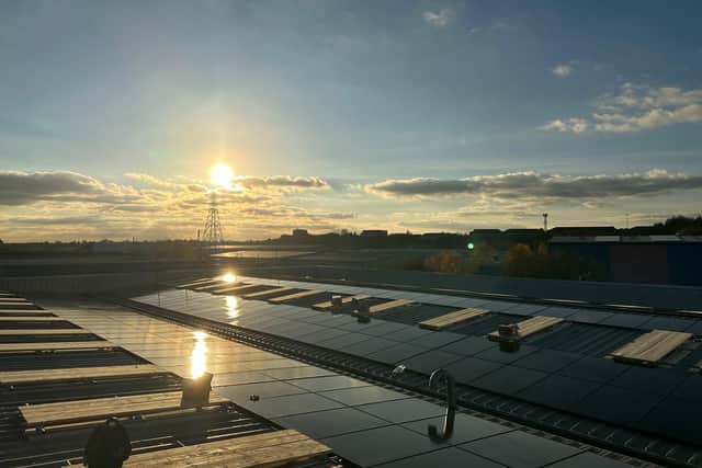 Solar panels on the roof at AWI in Brierley Hill