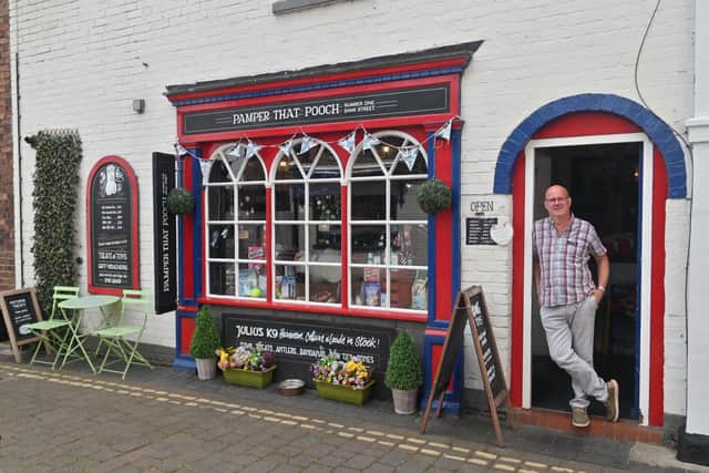 Charlie outside his shop in Bank Street, Bridgnorth
