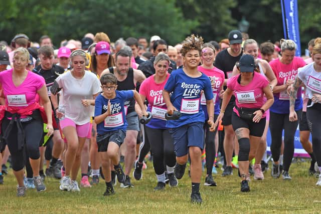 Hundreds of runners were seen smiling as they took part in the 5k run