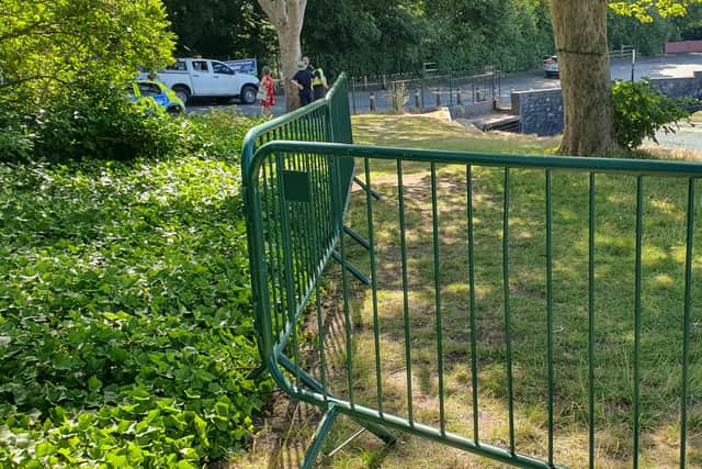 Barriers were being put up around the edge of Powell's Pool