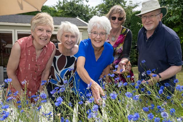 Pictured in one of the open gardens are members of the Fradley Open Gardens organising committee: (from left) Liz Morton, Julia Usher, Sandy Carruthers, Kathryn Powell, and Michael Guest