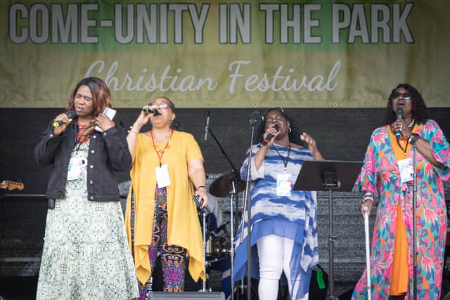 Praise and Worship Team at last year's Come-Unity in the Park event.