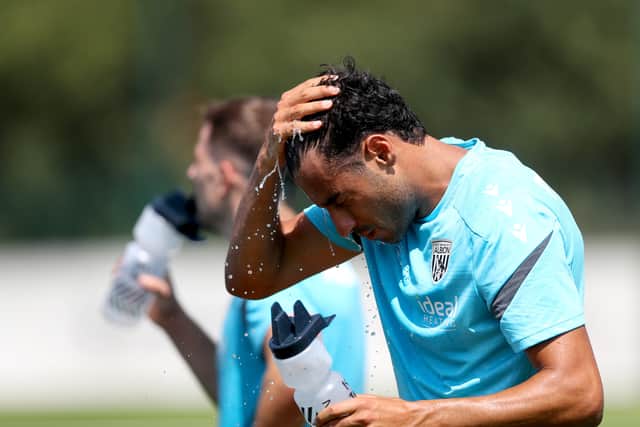 Albion's Italian left-back Gianluca Frabotta feels the heat. (Photo by Adam Fradgley/West Bromwich Albion FC via Getty Images)