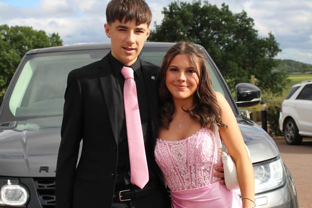 Ethan Turley and Tash Cambidge arriving to the event in style