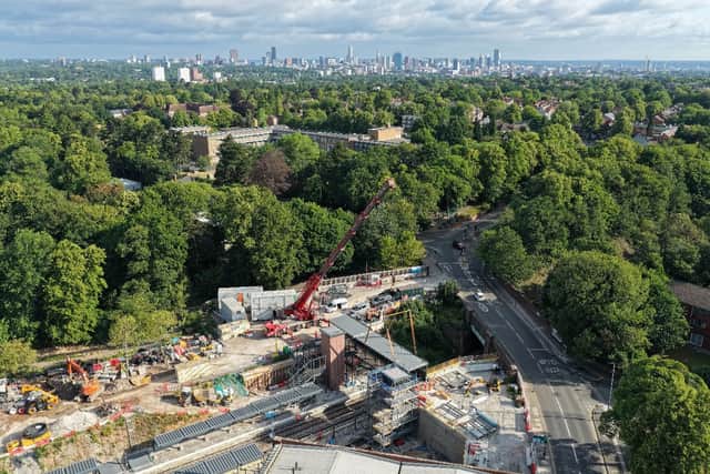 Installation of a pedestrian footbridge at the new Kings Heath railway station. PIC: WMCA