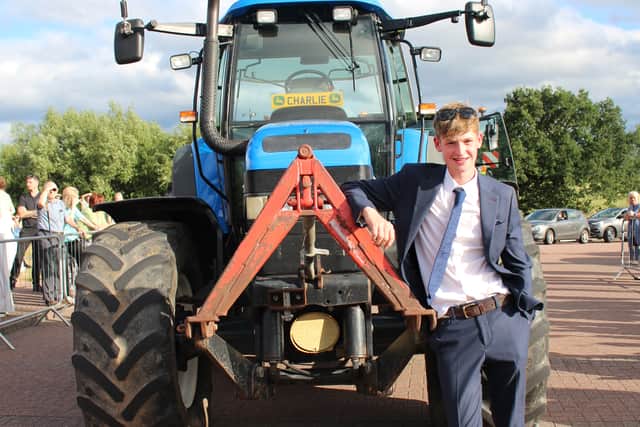 Charlie Richardson arrived to his prom in his tractor