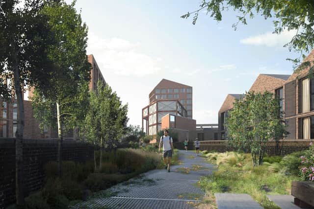 A visualisation of what Viaduct Park in Digbeth could look like. Taken from design and access statement prepared by Studio Egret West on behalf of Oval Real Estate