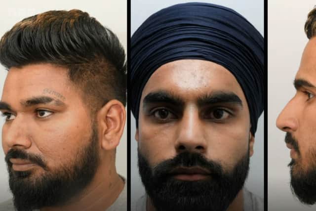 Police photos of Jagdeep, Shivdeep, and Manjot Singh. Picture: BBC documentary Murder 24/7