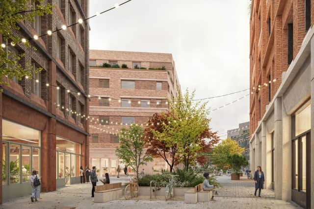 A visualisation of what the proposed Phoenix Yard development in Digbeth, Birmingham could look like. Taken from design and access statement prepared by Allford Hall Monaghan Morris Architects on behalf of Hartwell Plc.