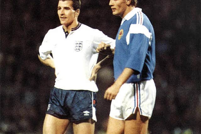 Steve Bull playing for England against Yugoslavia.