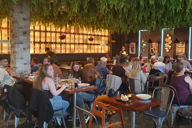 The layout makes the restaurant a comfortable place to sit and eat