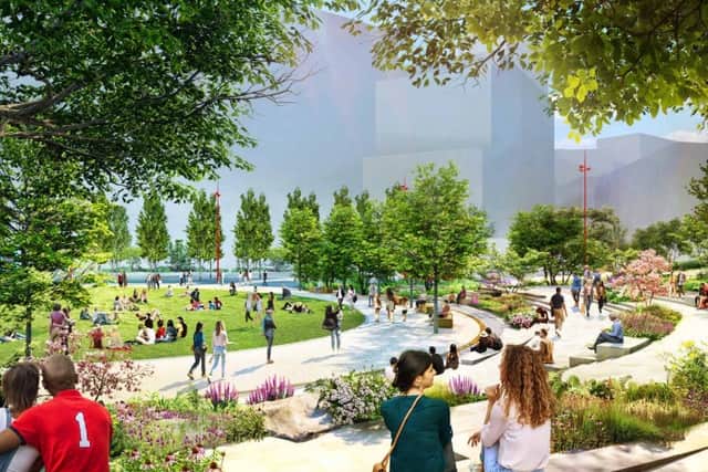 CGI of Manor Square in Smithfield, Birmingham. Taken from planning application\\\\\\\'s design and access statement. 