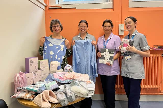 Tracey Stokes with staff of the Specialist Midwifery Team: Rebecca Emery, Zoe Smith and Philippa Abbis.


