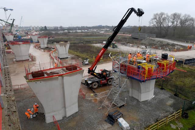 Each segment of the HS2 deck is constructed and slid into place