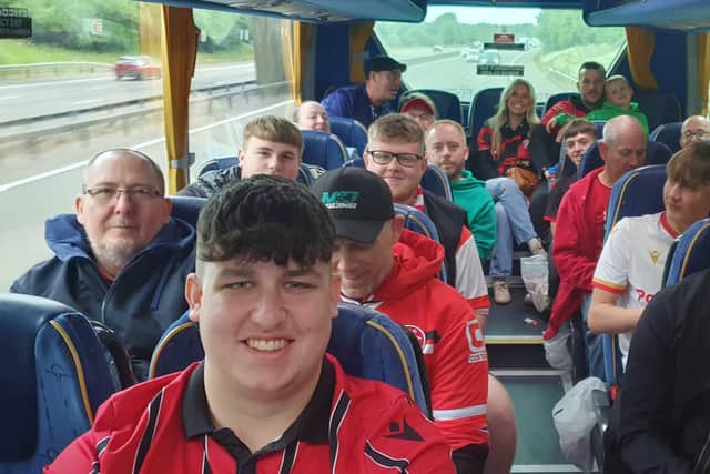 Walsall fans on the coach were nervous, but also in good voice
