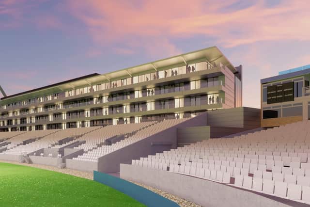 What the proposed hotel and stand at Edgbaston Stadium could look like. Taken from Design and Access Statement prepared by KKA Architecture on behalf of Warwickshire County Cricket Club.