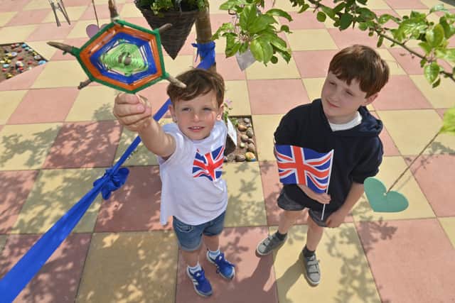 Corbett Primary School, where they have had a special day of events marking the official opening of there new garden. Edward 8 and Harley-Bear 8.
